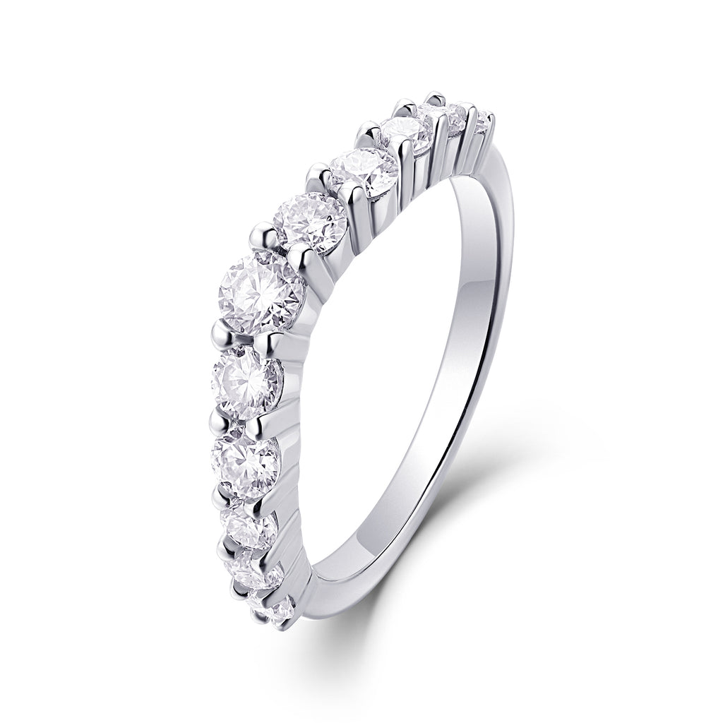 Crown Moissanite Ring - 925 Sterling Silver Wedding Band