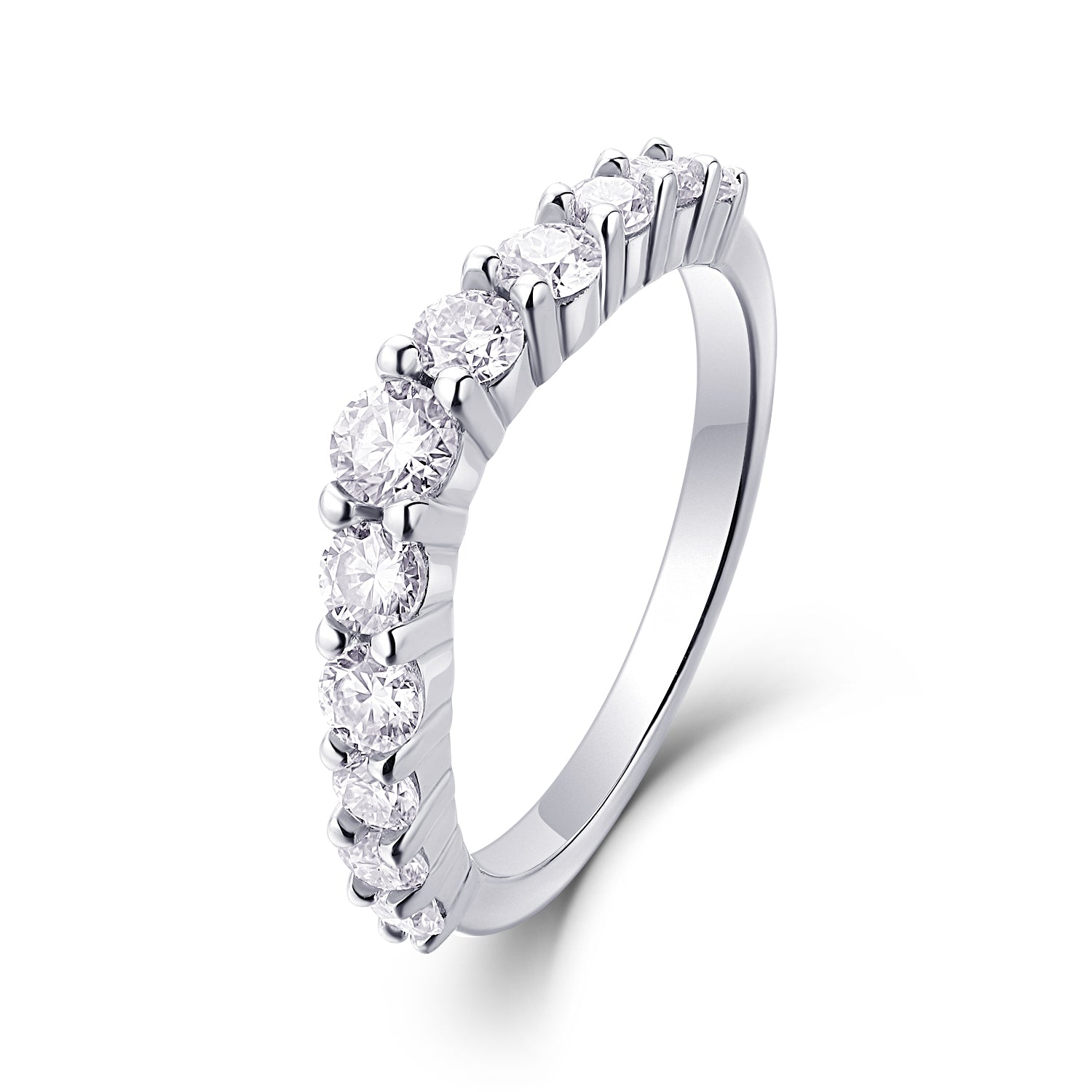 Crown Moissanite Ring - 925 Sterling Silver Wedding Band