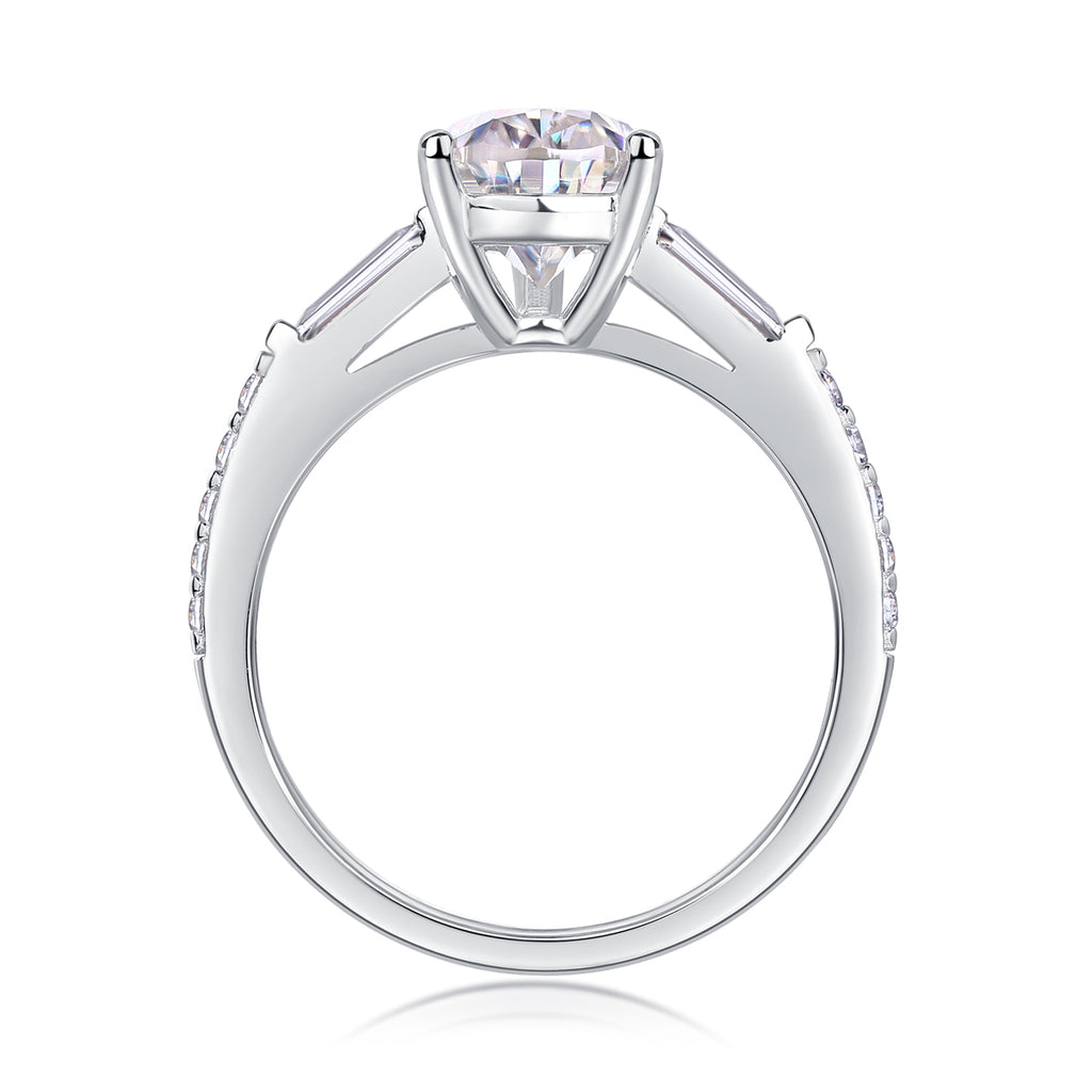 Pear-Shaped Moissanite Sterling Silver Ring