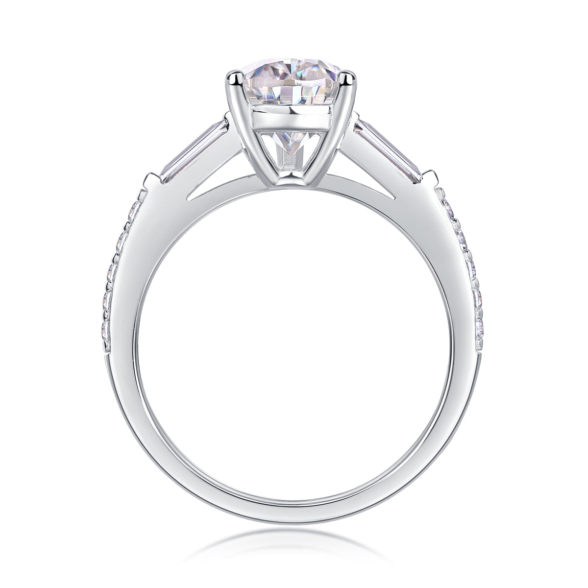 Pear-Shaped Moissanite Sterling Silver Ring