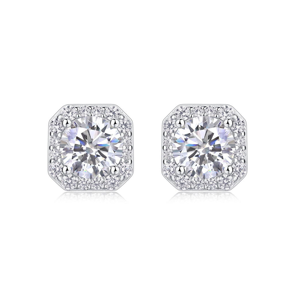 1 Carat Moissanite Heart Rose Stud Earrings