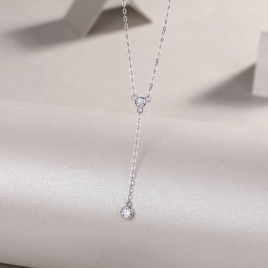 Moissanite Tassel Pendant Necklace - S925 Sterling Silver
