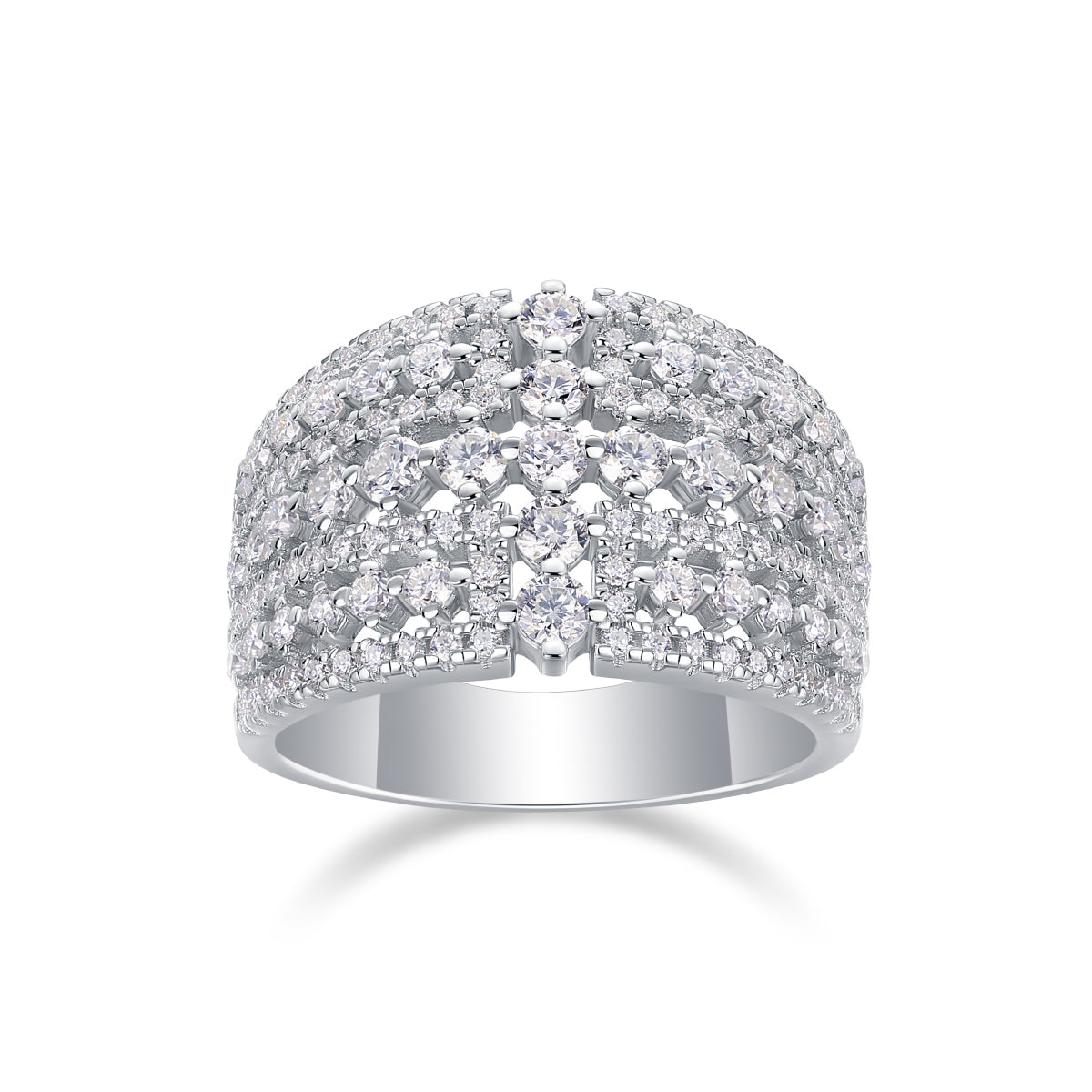 Moissanite Wide Band Sterling Silver Ring