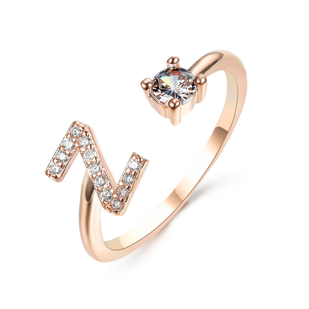 Adjustable Initial Letter Fashion Ring