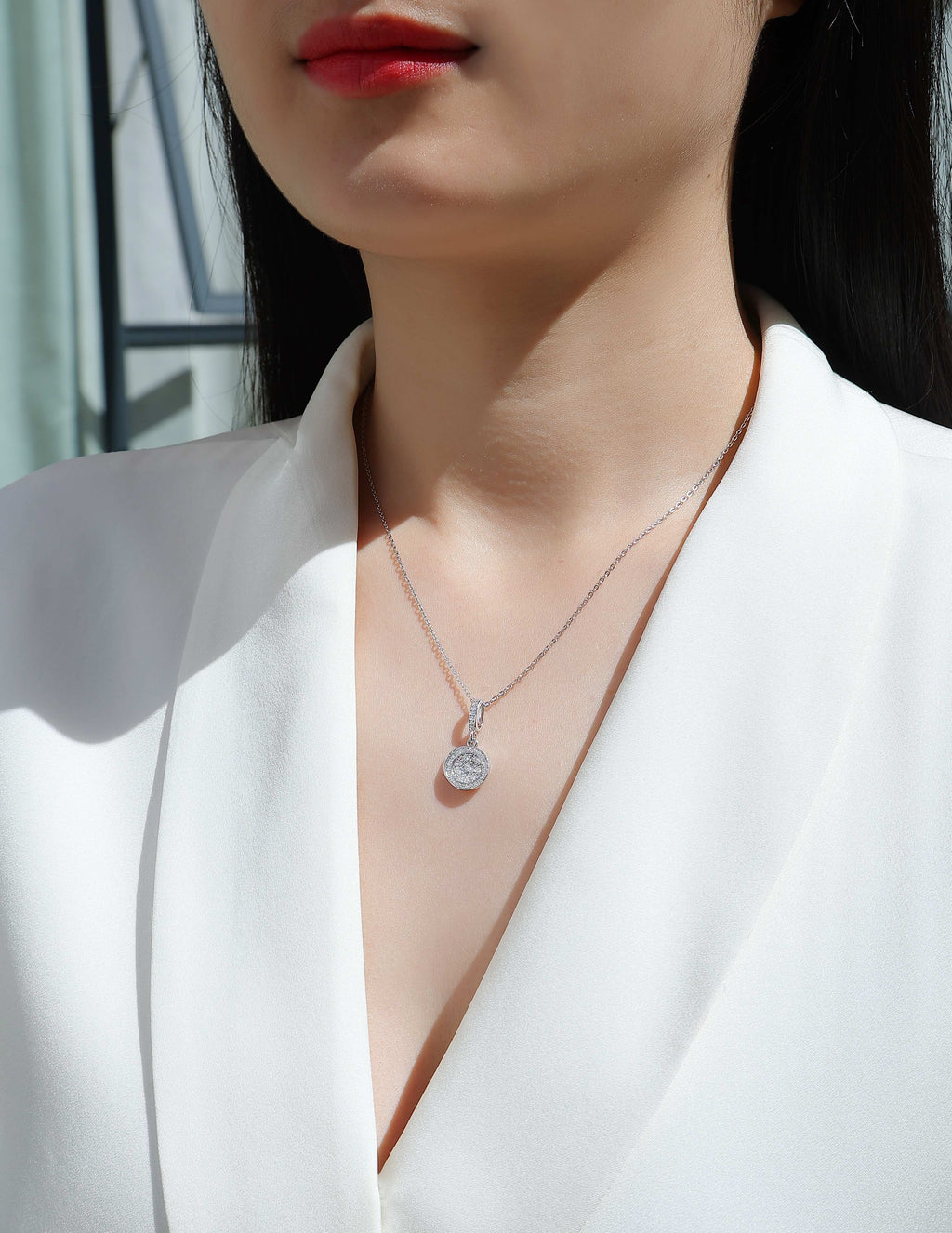 Moissanite Double Ring Pendant Necklace