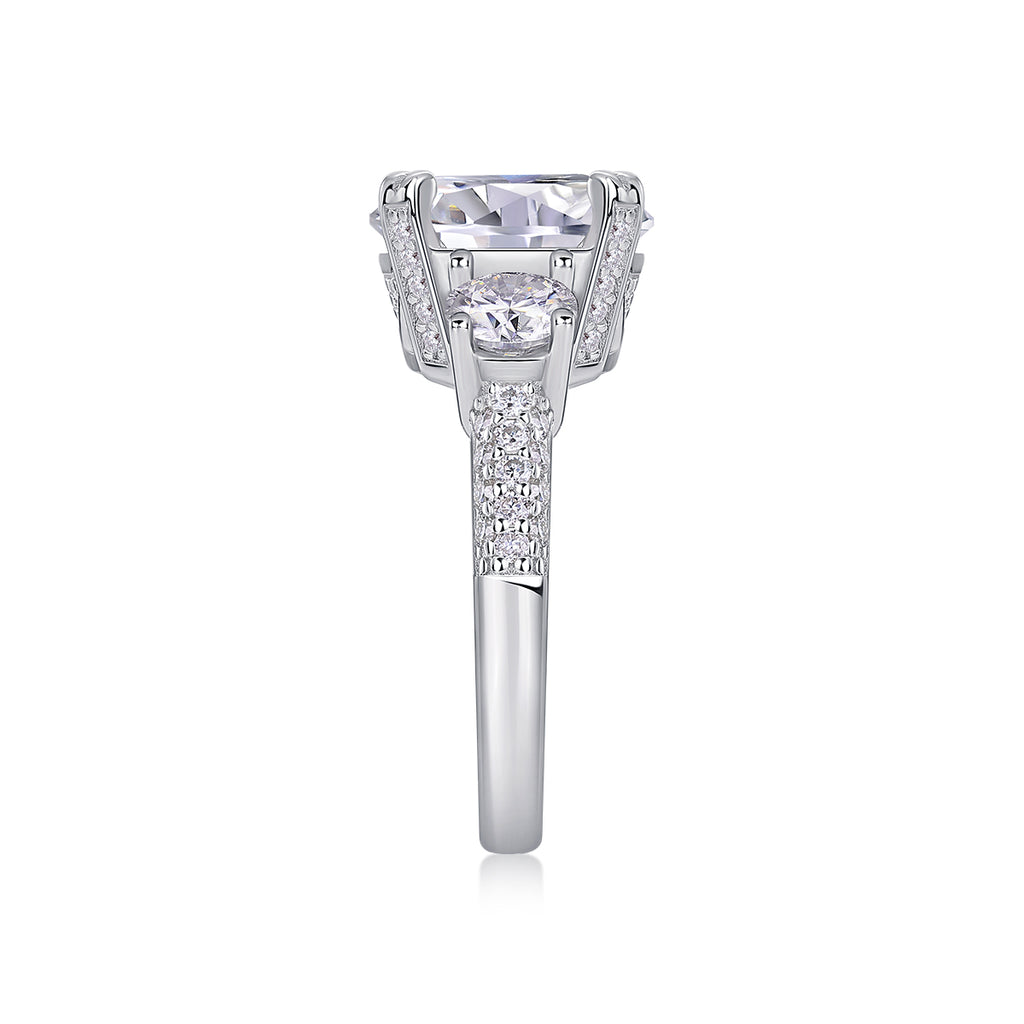 5-Carat Moissanite Bezel Ring – S925 Sterling Silver, Platinum Plated