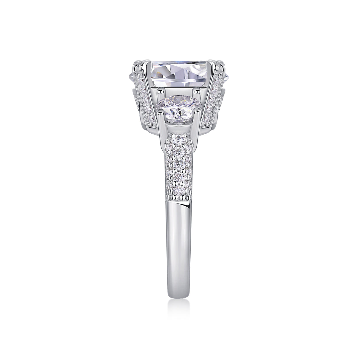 5-Carat Moissanite Bezel Ring – S925 Sterling Silver, Platinum Plated