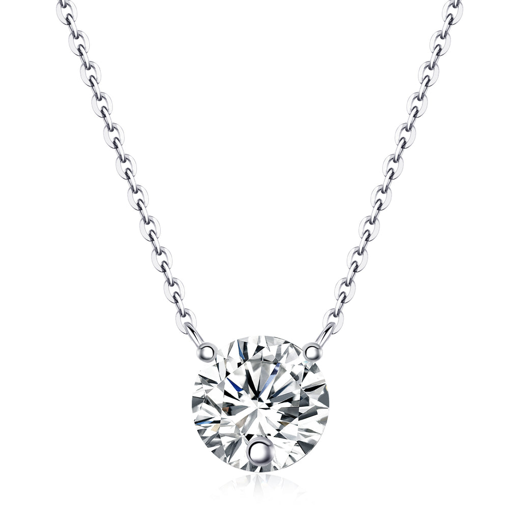 2-Carat Moissanite Pendant – S925 Sterling Silver with Platinum Plating