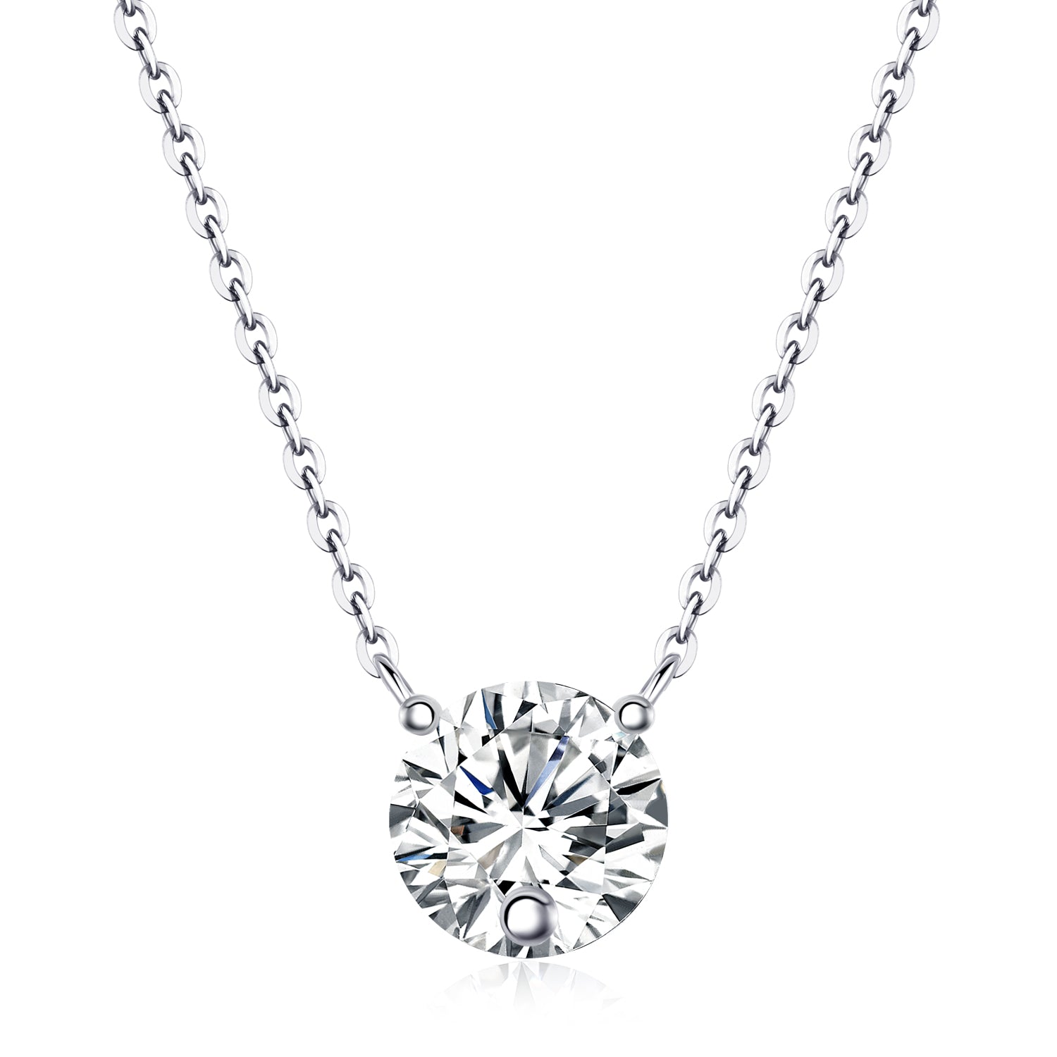 2-Carat Moissanite Pendant – S925 Sterling Silver with Platinum Plating