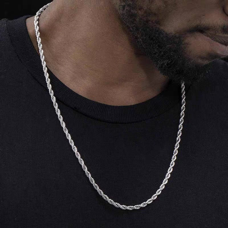 Stainless Steel Twist Chain Necklace - Minimalist Everyday Jewelry
