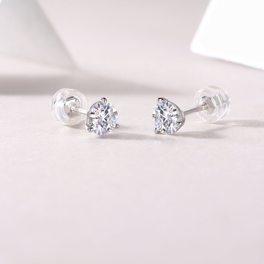 Freeze Frame Moissanite Stud Earrings — 0.5ct, S925 Sterling Silver, Platinum-Plated