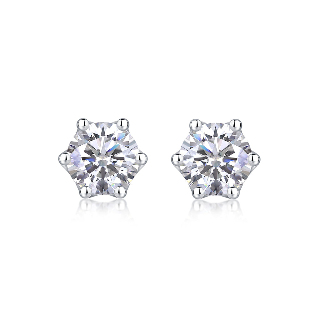 Freehand Flower Moissanite Stud Earrings — S925 Sterling Silver, 0.5ct / 1ct / 2ct / 3ct