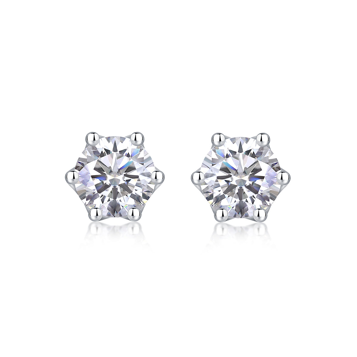 Freehand Flower Moissanite Stud Earrings — S925 Sterling Silver, 0.5ct / 1ct / 2ct / 3ct