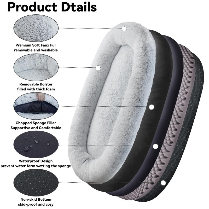 Human Dog Bed - Oversized Washable Pet Bed for People and Pets