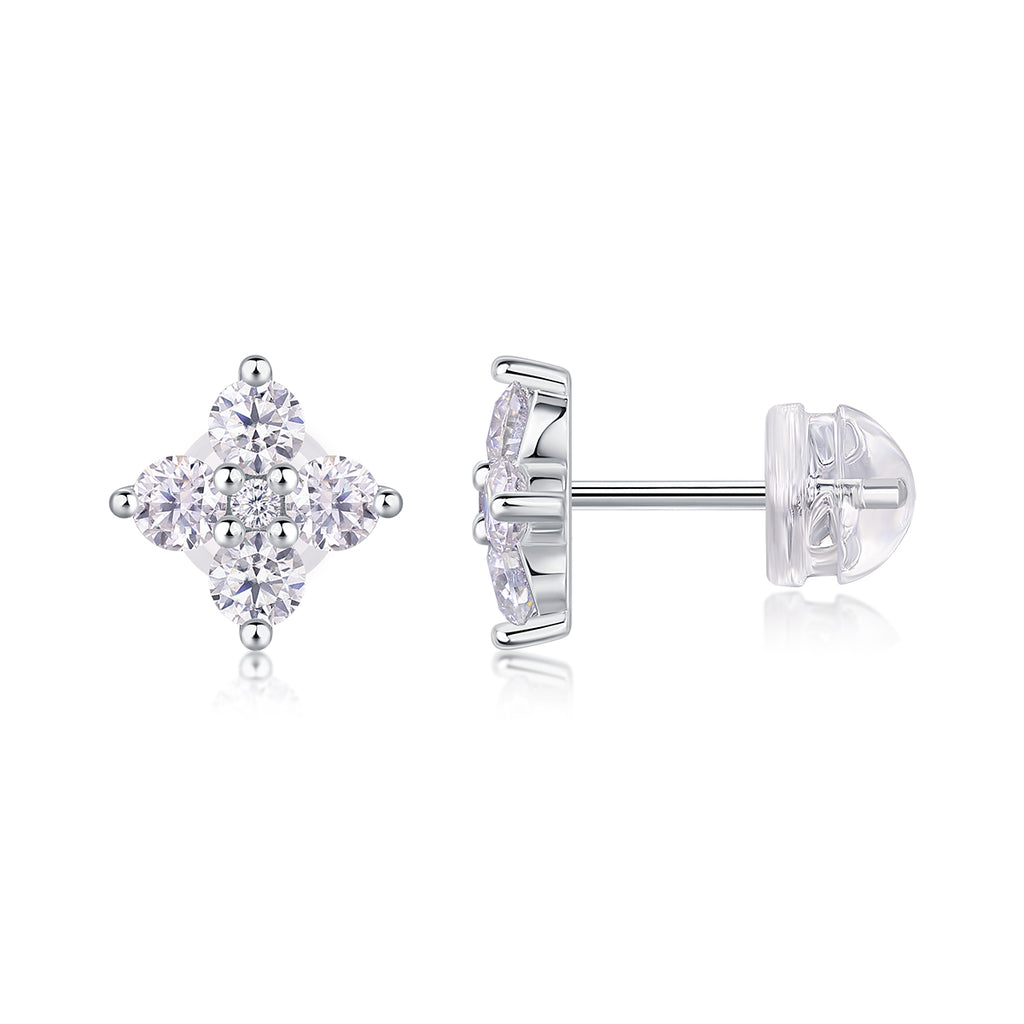 Moissanite Stud Earrings - S925 Sterling Silver Platinum-Plated (Pair)