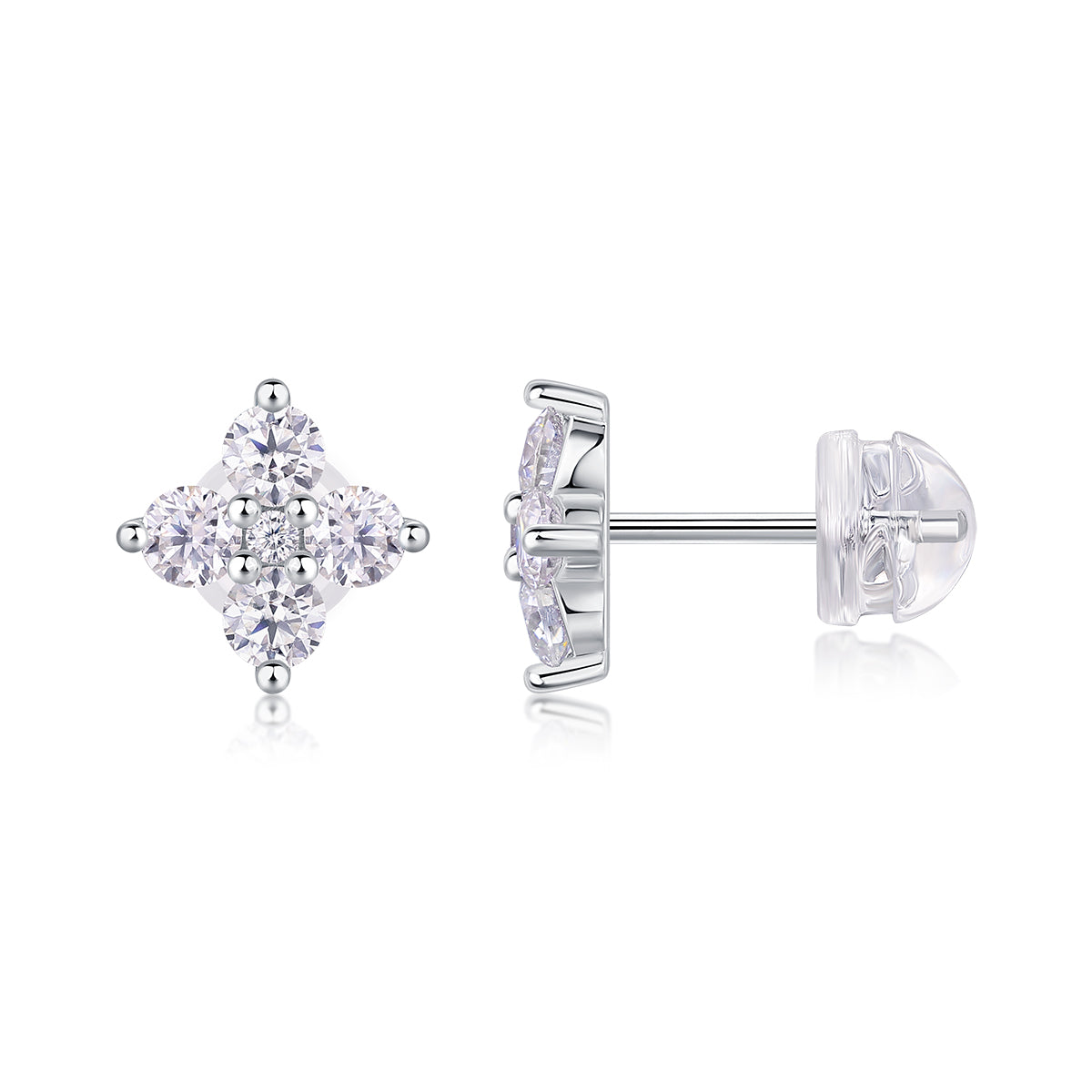 Moissanite Stud Earrings - S925 Sterling Silver Platinum-Plated (Pair)
