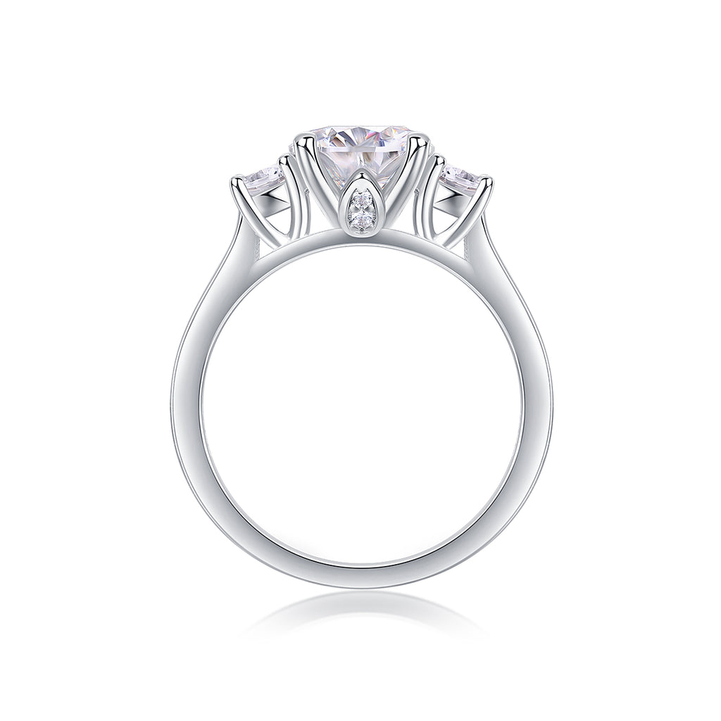 Halo Moissanite Solitaire Ring in S925 Sterling Silver