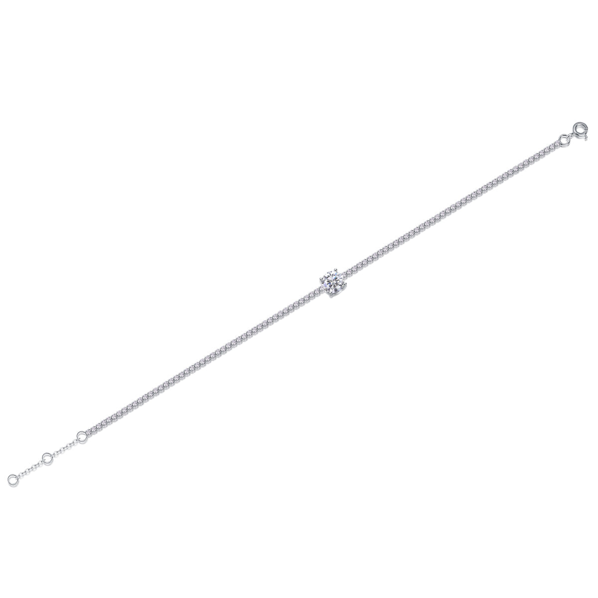 1 Carat Moissanite Sterling Silver Bracelet