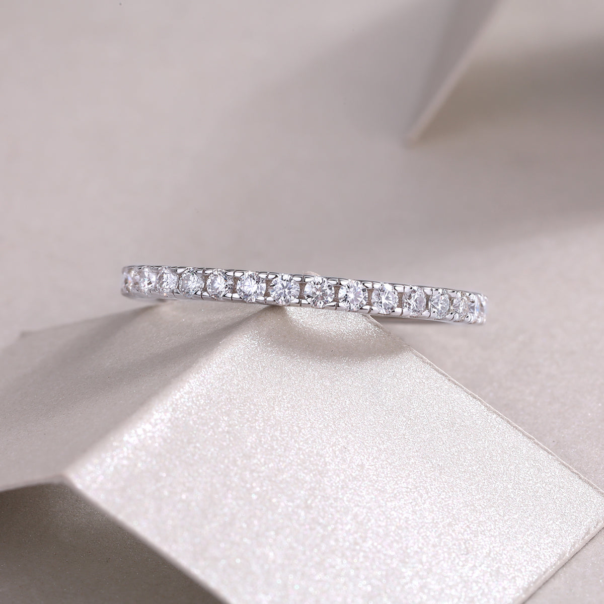 Moissanite Row Ring - 925 Sterling Silver