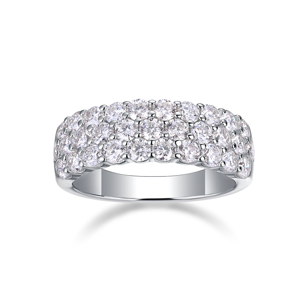 Multi-Row Moissanite Eternity Ring in S925 Sterling Silver