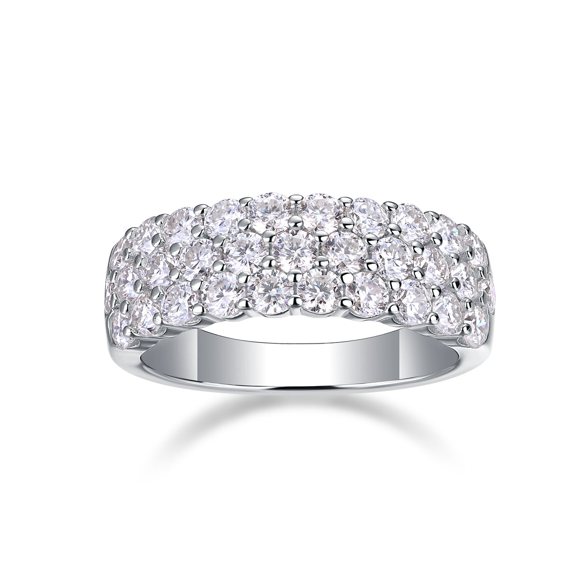 Multi-Row Moissanite Eternity Ring in S925 Sterling Silver