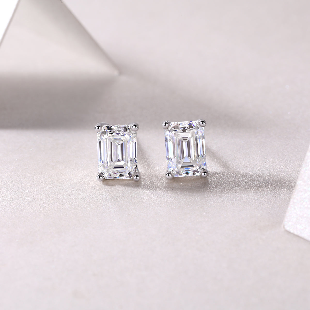 Octagonal Moissanite Sterling Silver Stud Earrings