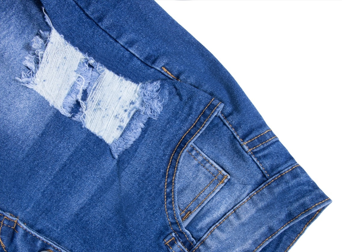 Women's High Rise Distressed Denim Shorts - Stretchy Ripped Jean Cutoffs