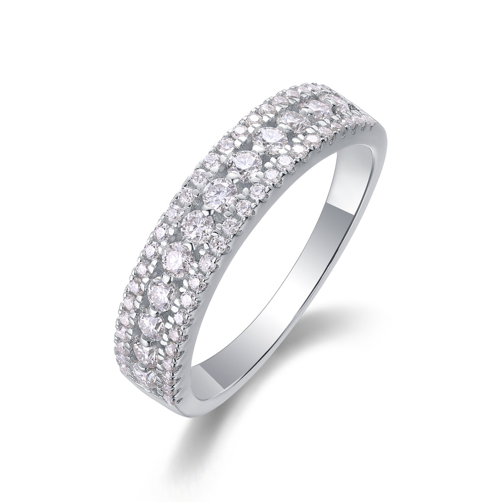 Multi-Row Moissanite Ring - S925 Sterling Silver Luxury Band