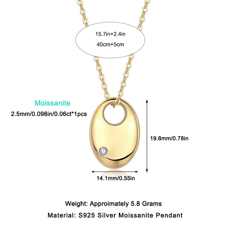 First Encounter Moissanite Pendant Necklace — S925 Sterling Silver, Gold-Plated