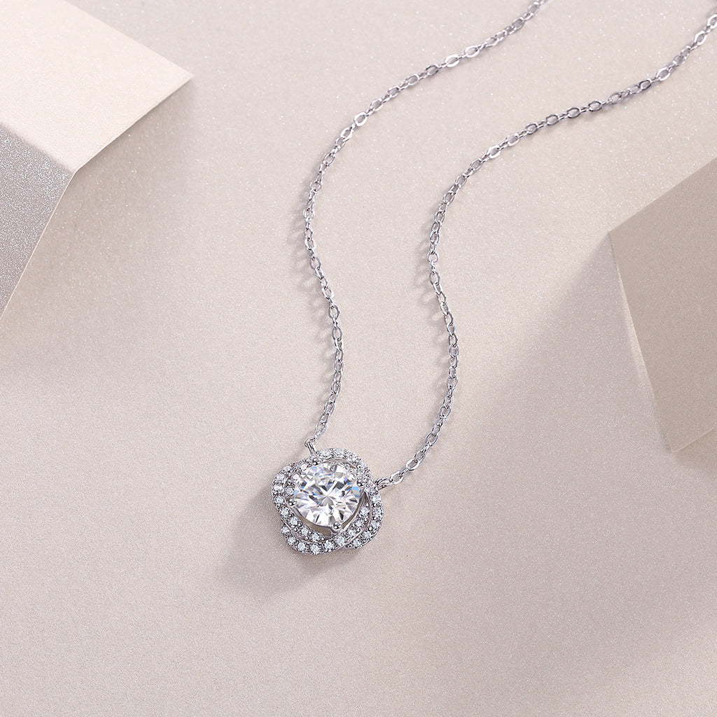 1 Carat Moissanite Necklace - S925 Sterling Silver Platinum-Plated