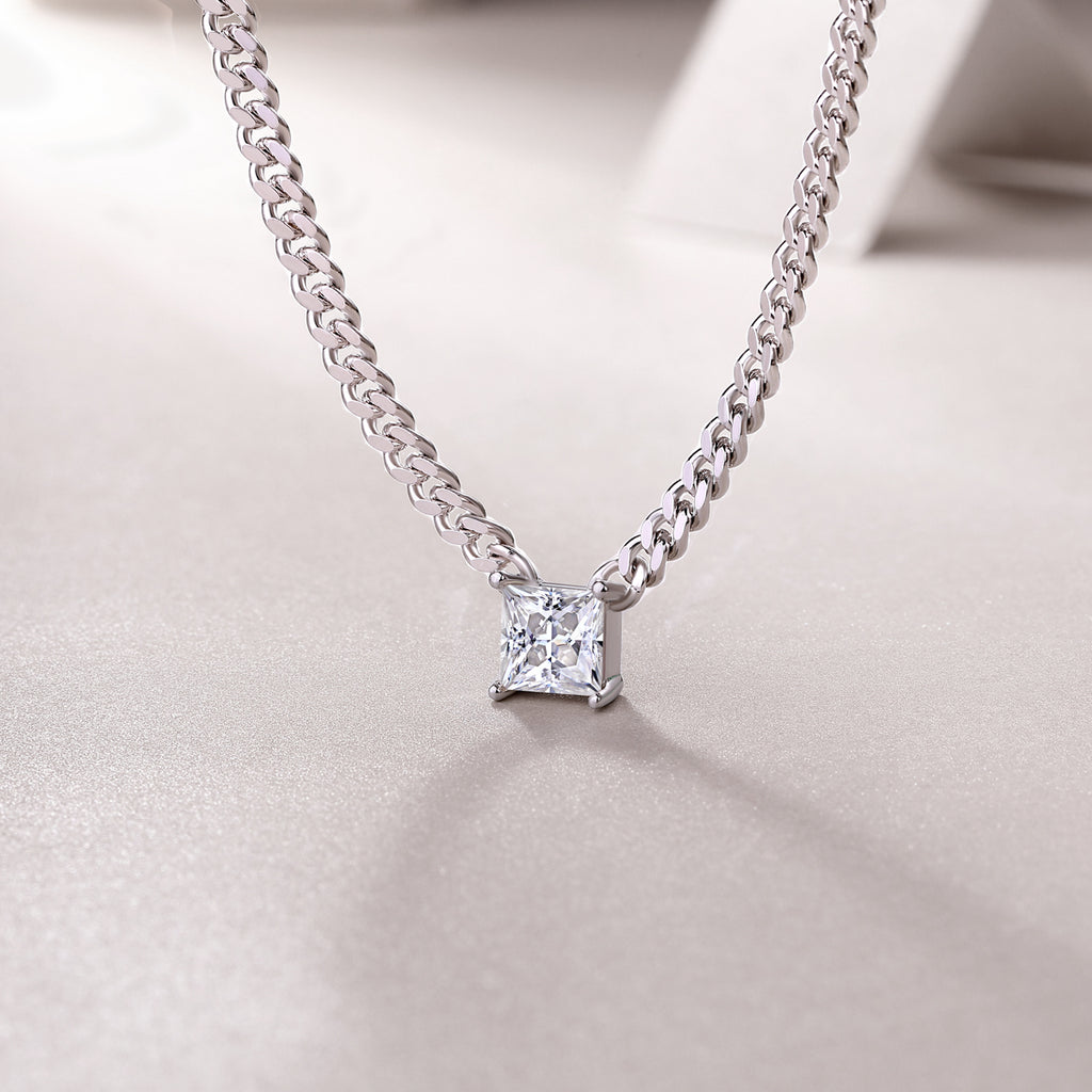 Zhang Yang Square Moissanite Pendant Necklace – S925 Sterling Silver