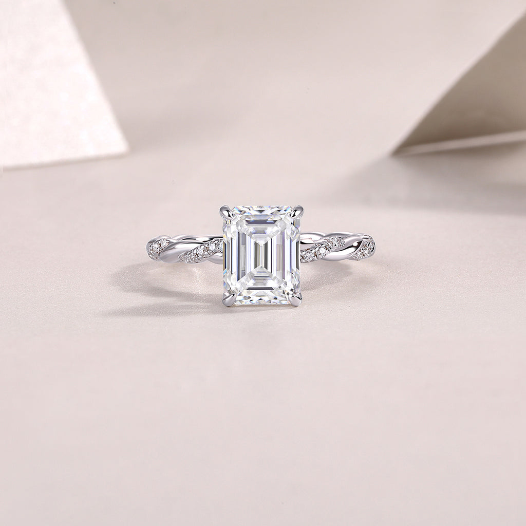 Octagonal Moissanite Ring - S925 Sterling Silver Platinum-Plated