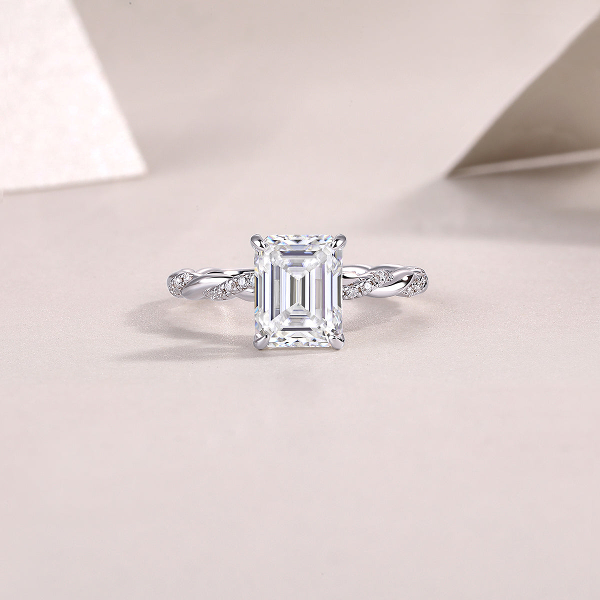 Octagonal Moissanite Ring - S925 Sterling Silver Platinum-Plated