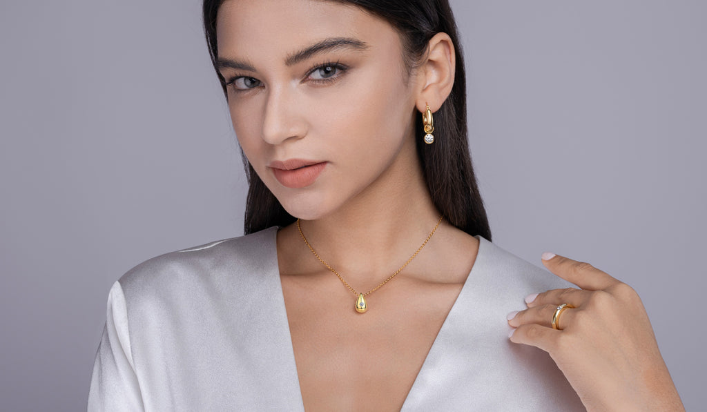 Moissanite Water Drop Gold Plated Necklace