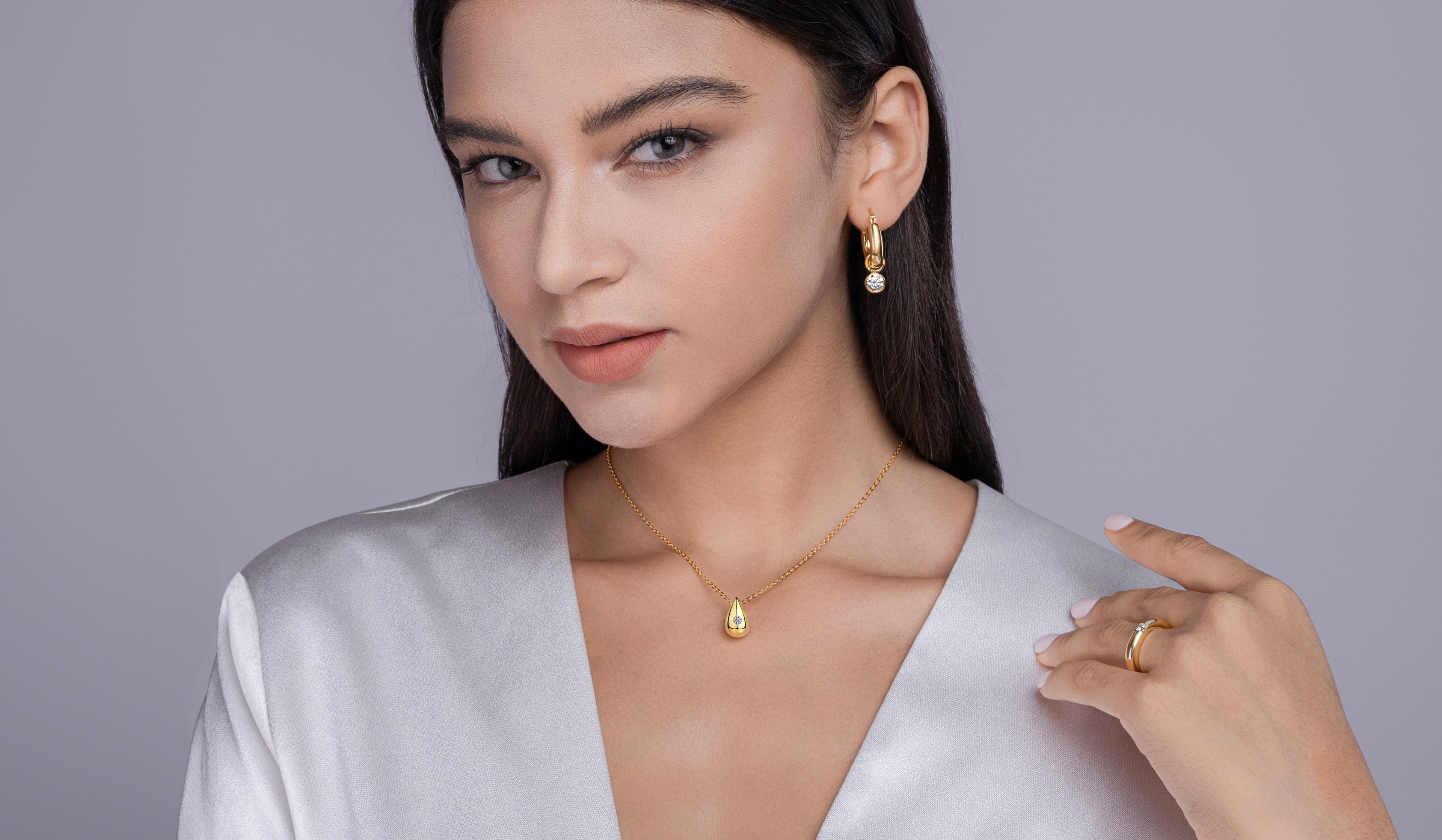 Moissanite Water Drop Gold Plated Necklace