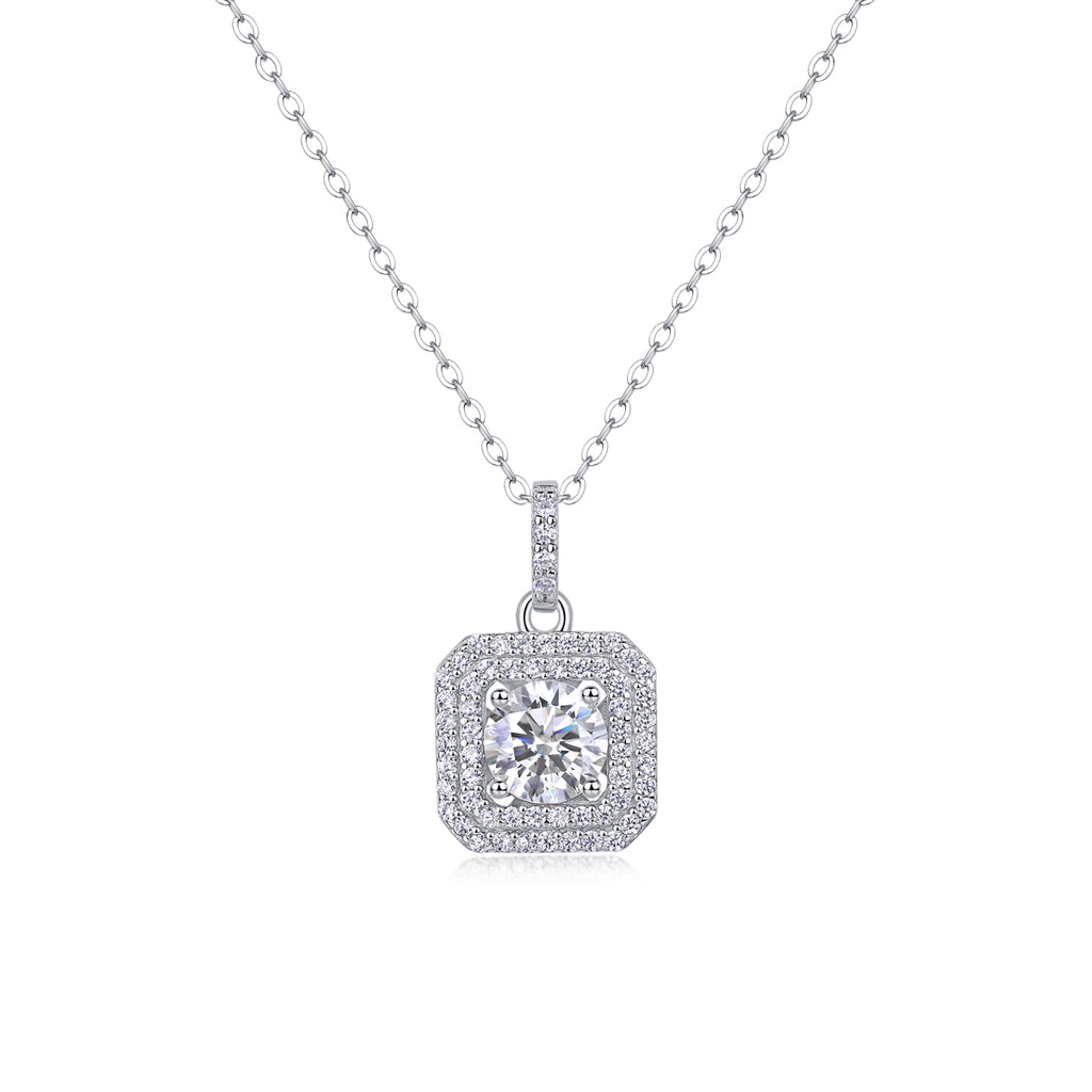 1-Carat Moissanite Pendant – S925 Sterling Silver with Platinum Plating
