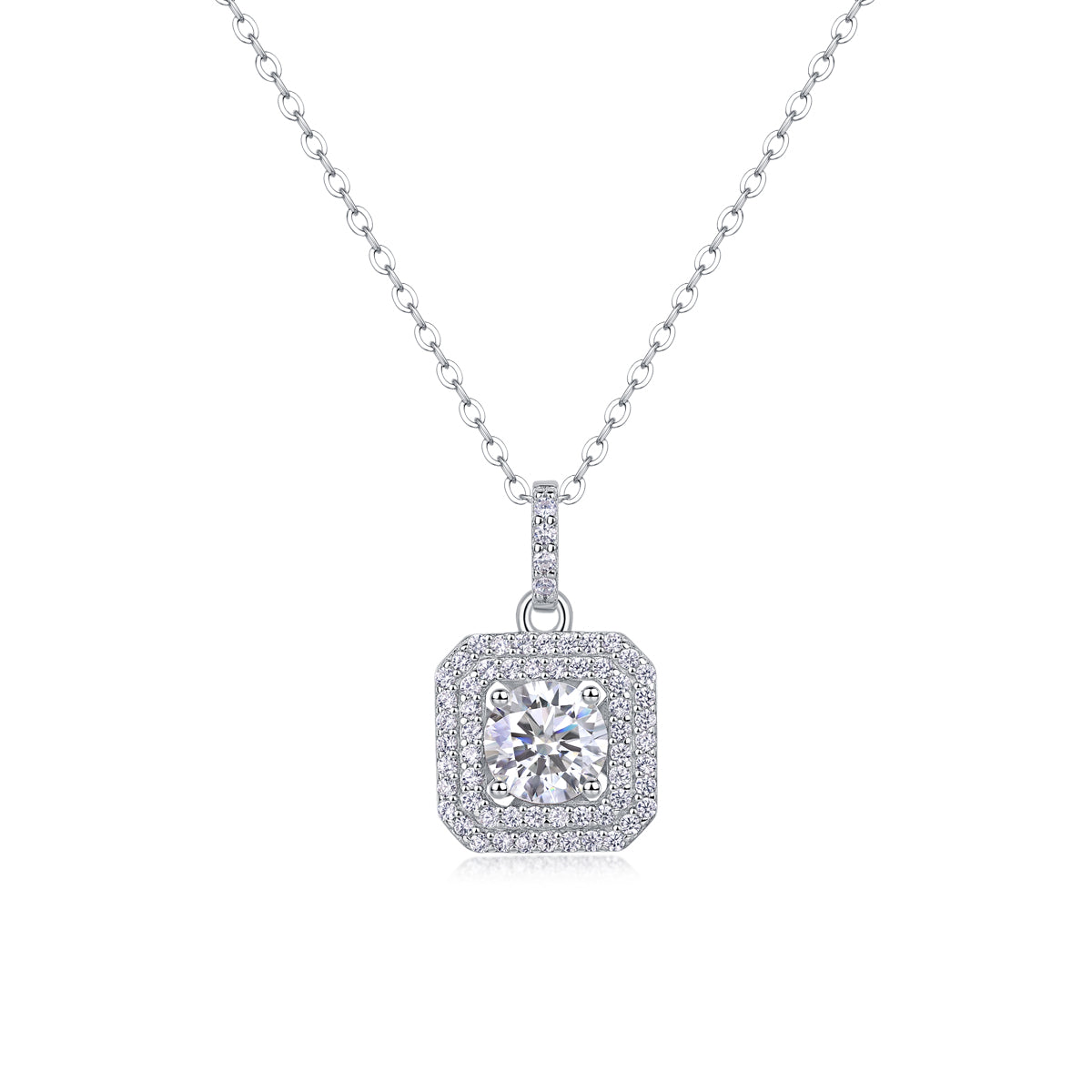 1-Carat Moissanite Pendant – S925 Sterling Silver with Platinum Plating