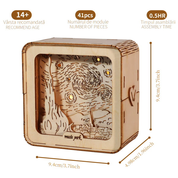 Starry Sky Night Light 3D Wooden Puzzle - Illuminated Celestial Model Kit