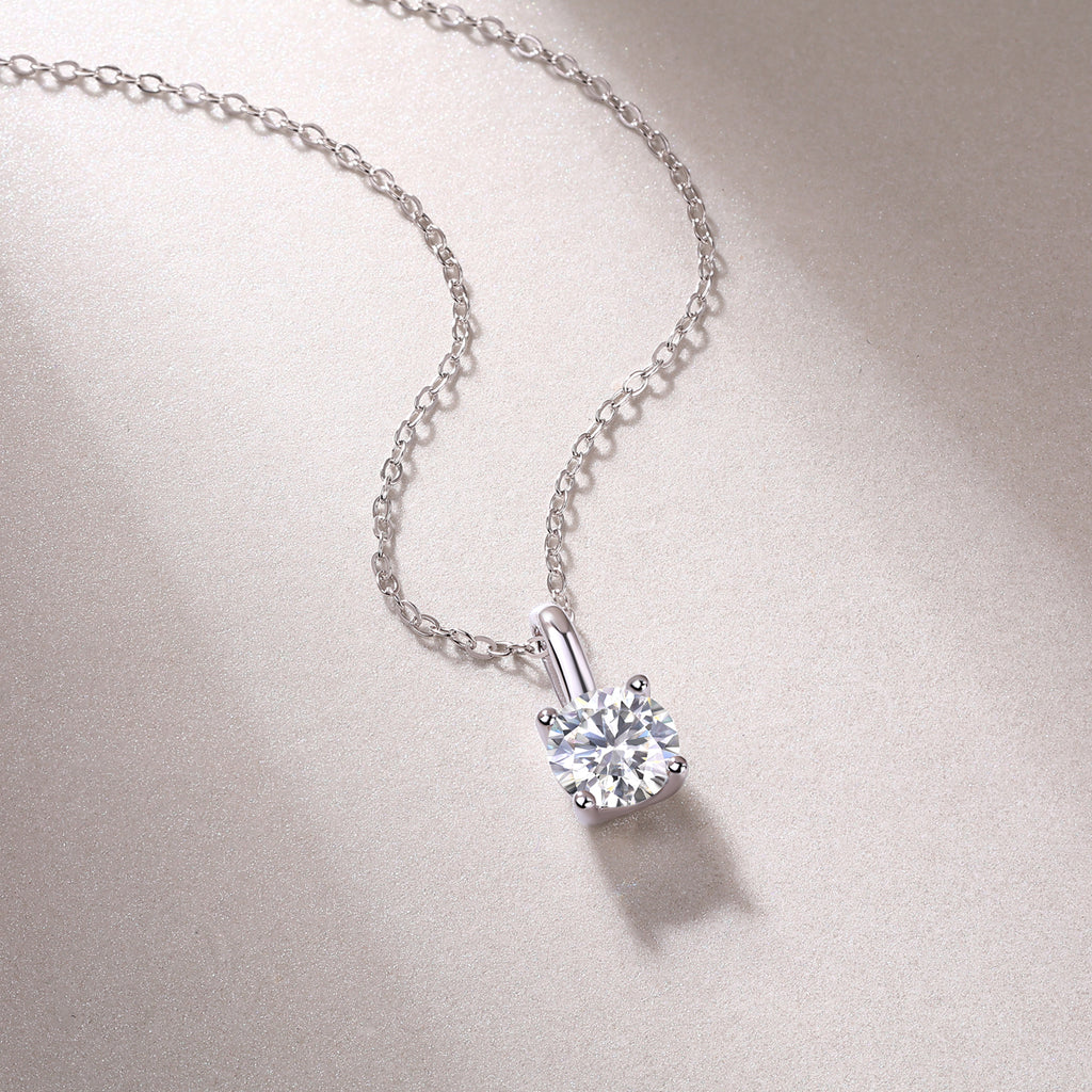 Encounter Moissanite Pendant Necklace — 1ct, S925 Sterling Silver, Platinum-Plated