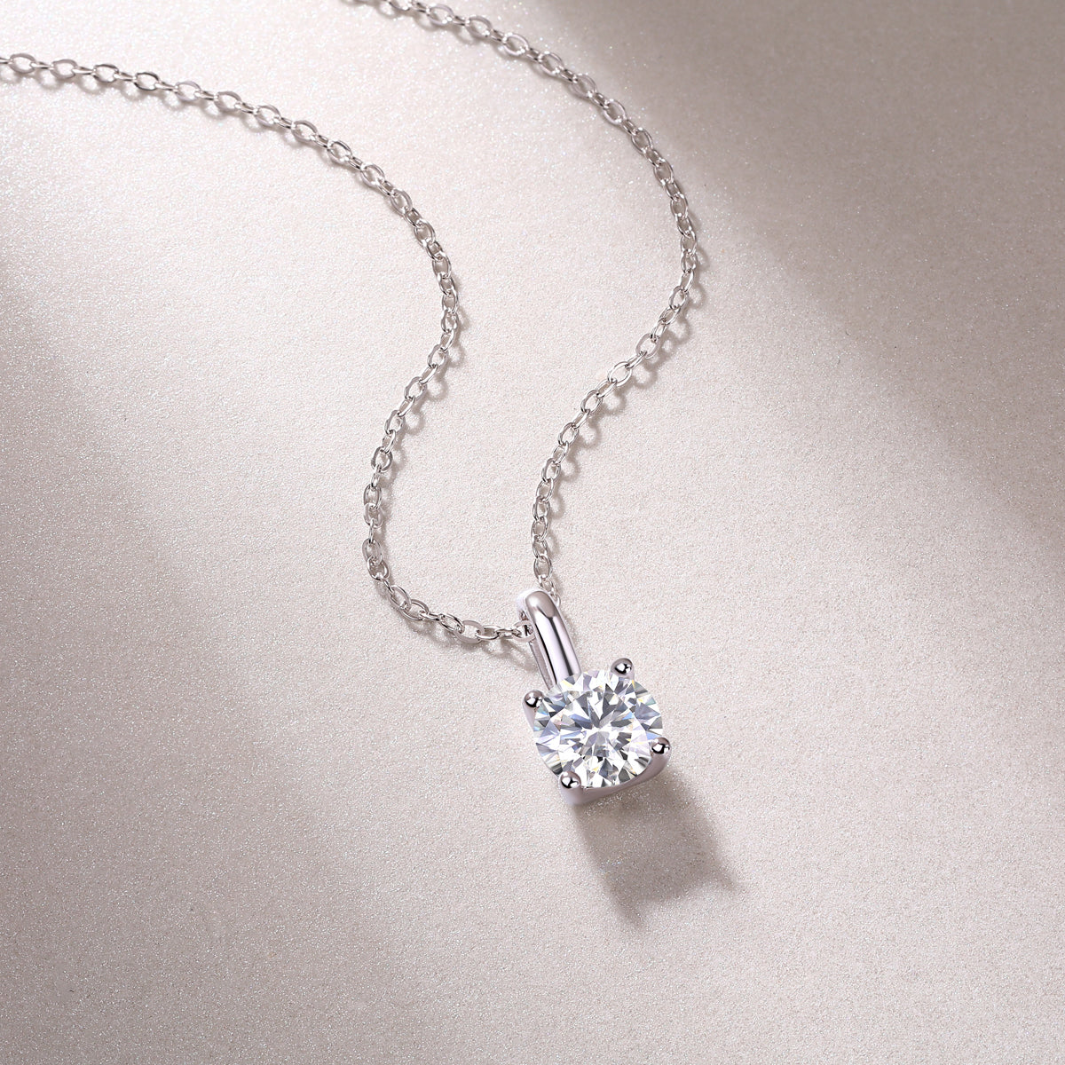 Encounter Moissanite Pendant Necklace — 1ct, S925 Sterling Silver, Platinum-Plated