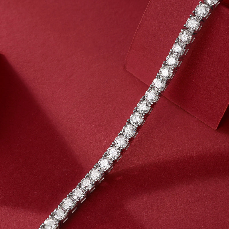 Unique Moissanite Tennis Bracelet — S925 Sterling Silver, Silver & Gold, 0.1ct
