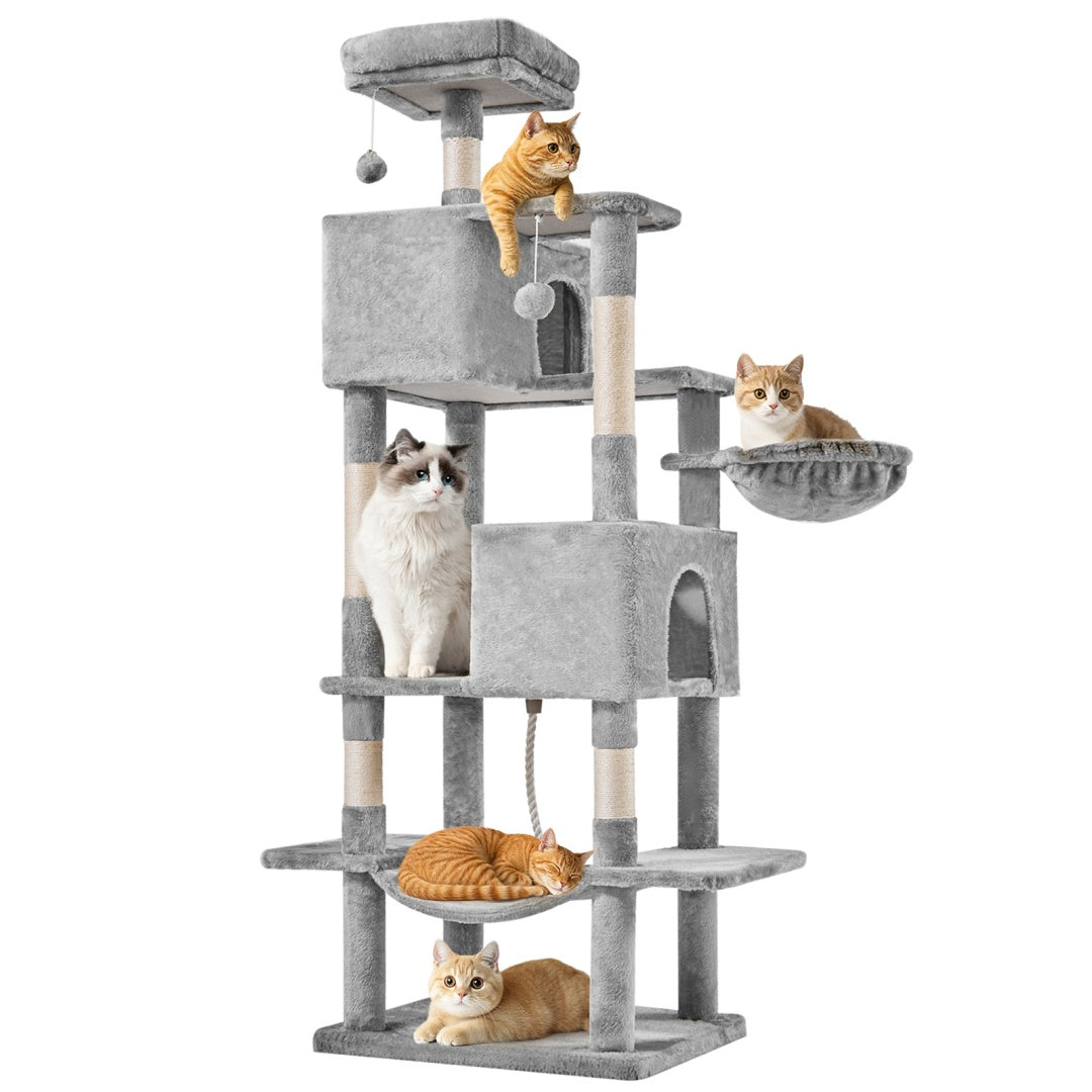 66" Multi-Level Cat Tree Tower with Condos and Scratching Posts