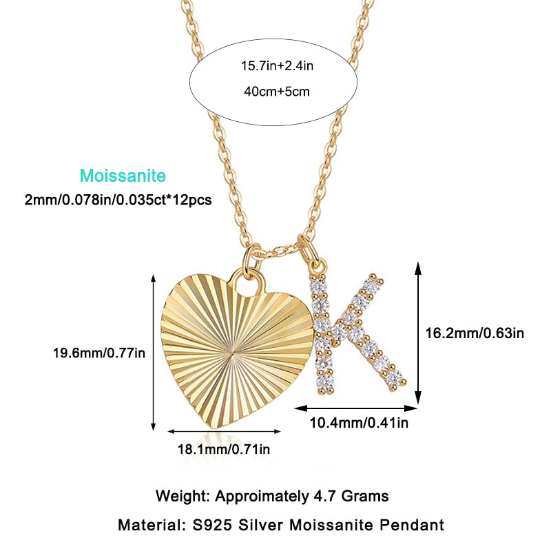 Heart Secret Moissanite Pendant Necklace – S925 Sterling Silver with Gold Plating
