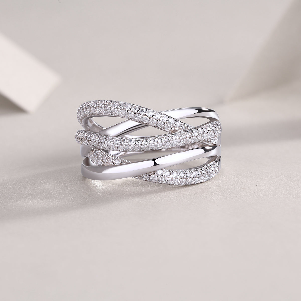 Brilliant Interweaving Moissanite Ring - S925 Sterling Silver Platinum Plated