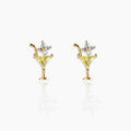 Martini Cocktail Drink Gold Plated Stud Earrings