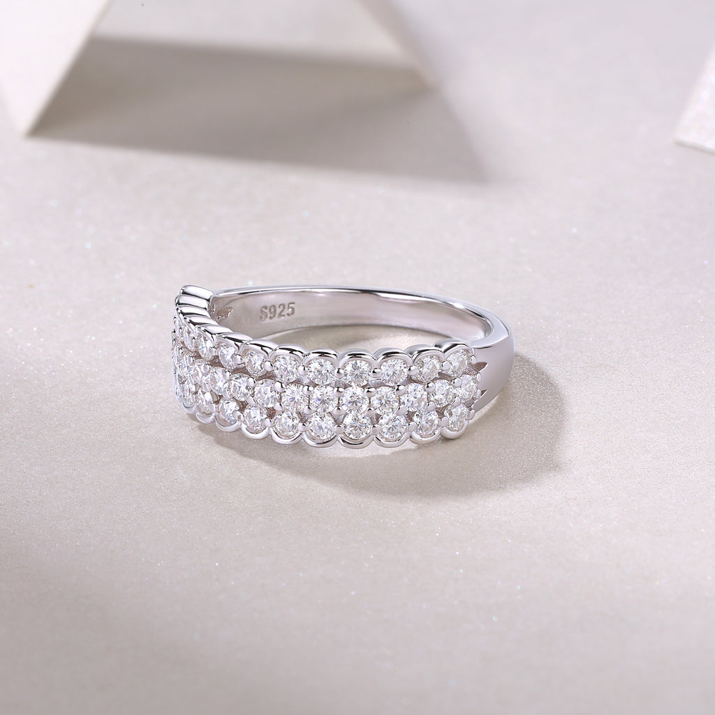 Multi-Row Moissanite Eternity Ring – S925 Sterling Silver