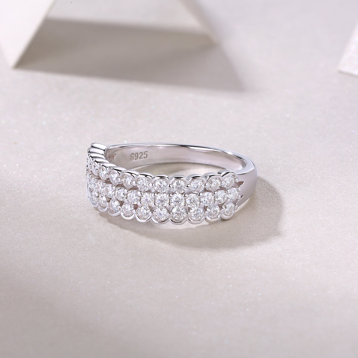 Multi-Row Moissanite Eternity Ring – S925 Sterling Silver