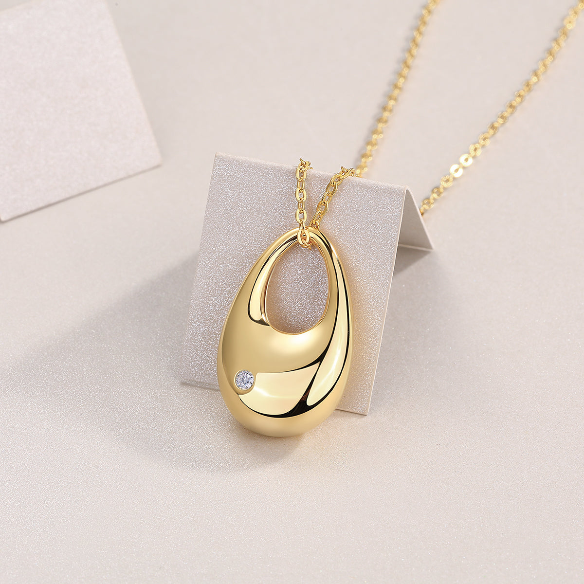Moissanite Pendant Necklace - S925 Sterling Silver with Gold Plating
