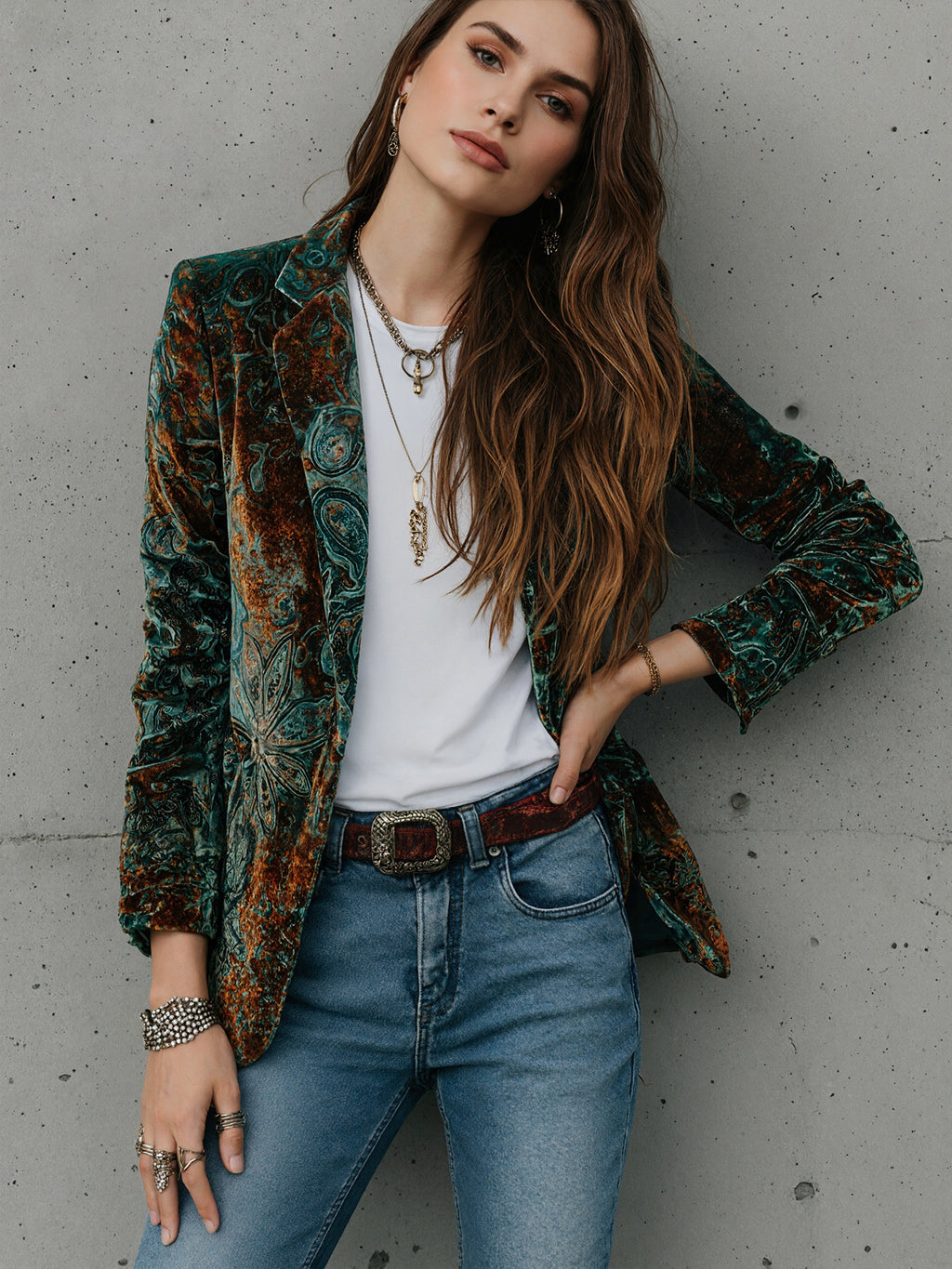 Women's Boho Print Blazer - Lined Casual Suit Jacket