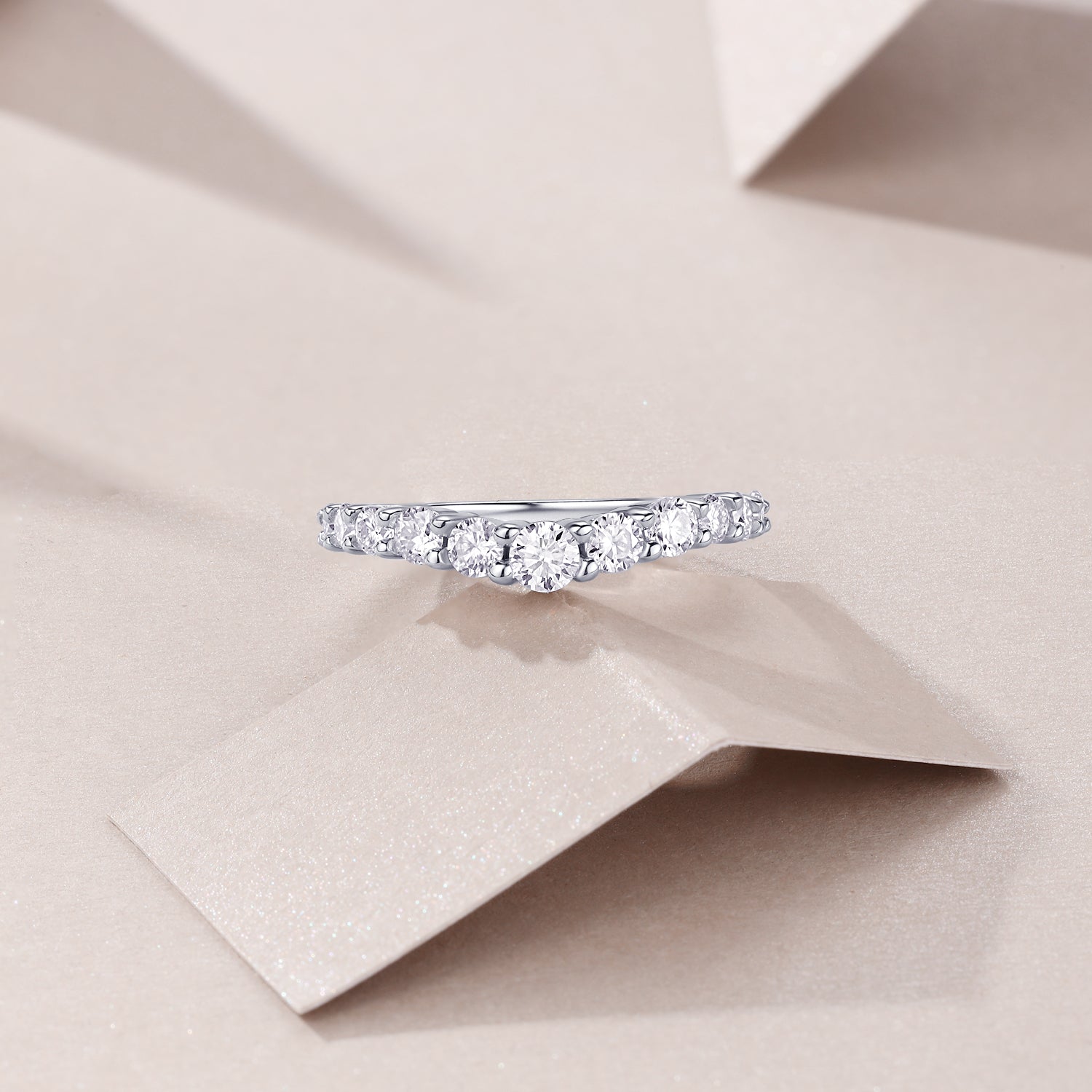 Crown Moissanite Ring - 925 Sterling Silver Wedding Band